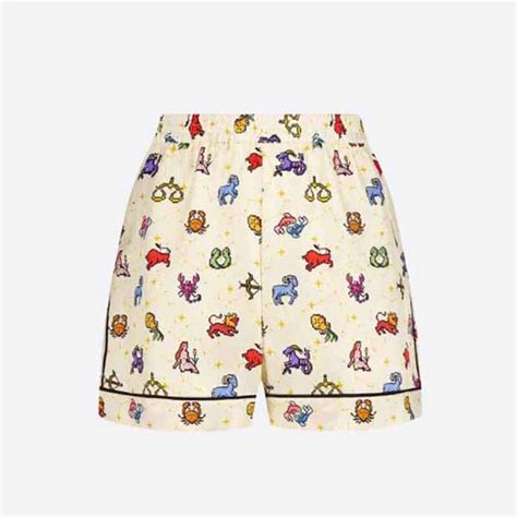 dior zodiac shorts|Dior Chez Moi Shorts Ecru Silk Twill with Multicolor Dior Pixel .